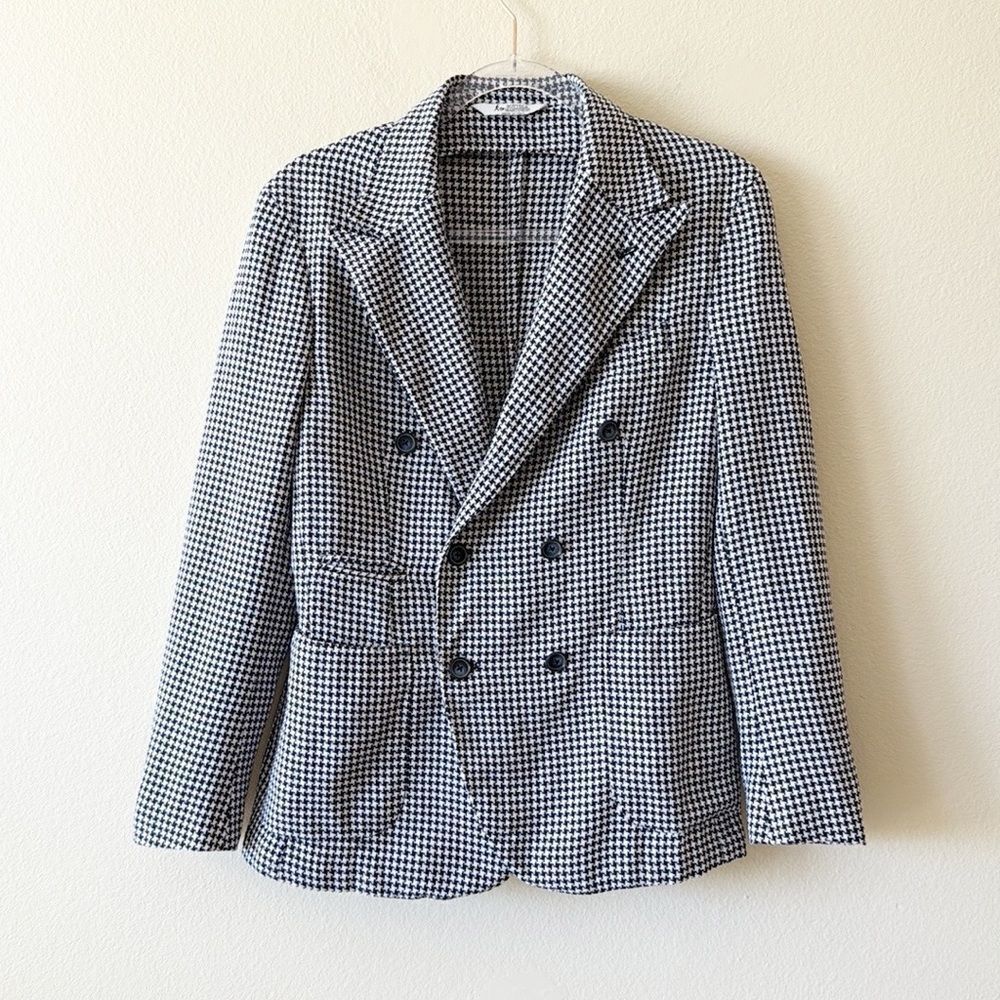 Bottega Martinese Double Breasted Houndstooth Blazer